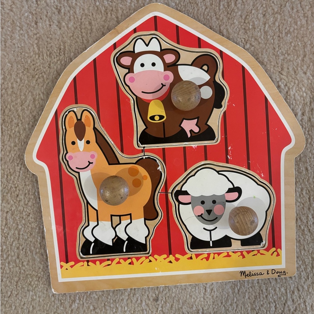 FREE 🎉 Melissa & Doug Barnyard Friends Puzzle - Red, Brown, White